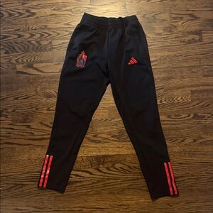 adidas Black Kids Joggers with Red Stripe Details
